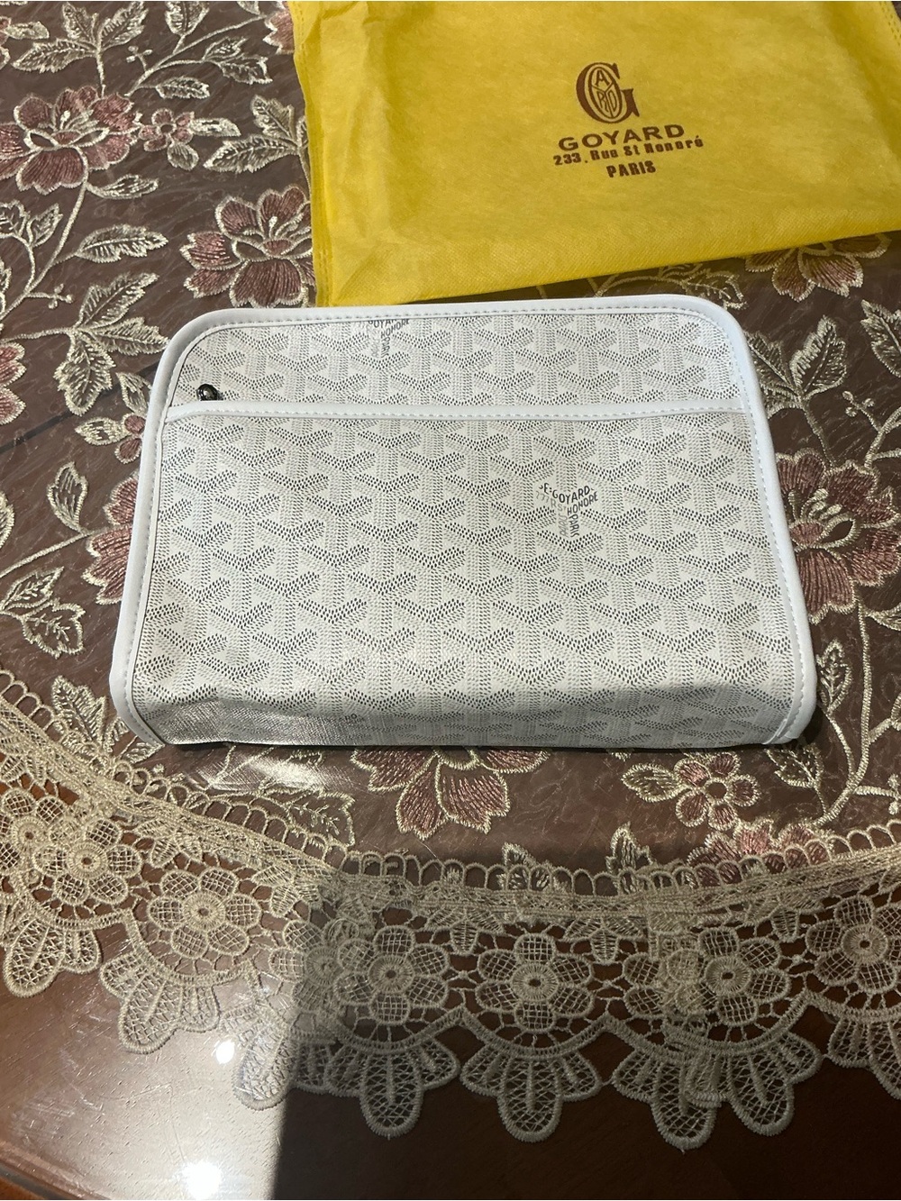 Goyard White Chevron Messenger Bag